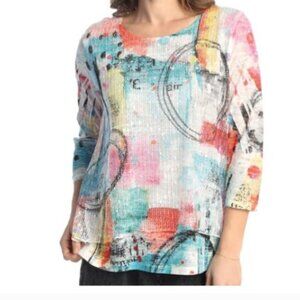 Katharina Marie Made in USA Abstract Print Burnout Shirt/Tunic Medium